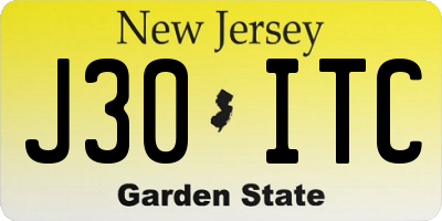 NJ license plate J30ITC