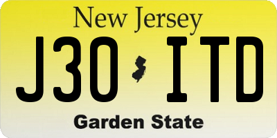 NJ license plate J30ITD