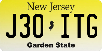 NJ license plate J30ITG