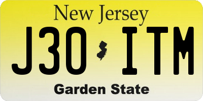 NJ license plate J30ITM