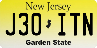 NJ license plate J30ITN