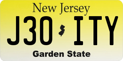 NJ license plate J30ITY