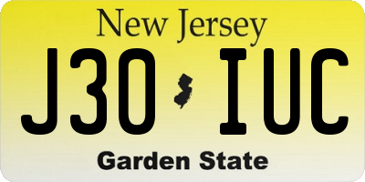 NJ license plate J30IUC
