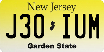 NJ license plate J30IUM