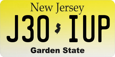 NJ license plate J30IUP
