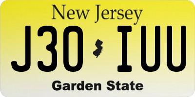 NJ license plate J30IUU