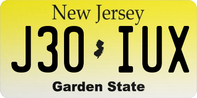 NJ license plate J30IUX