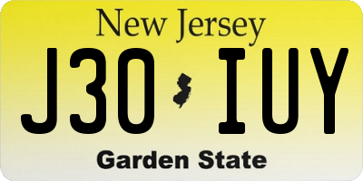 NJ license plate J30IUY