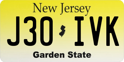 NJ license plate J30IVK