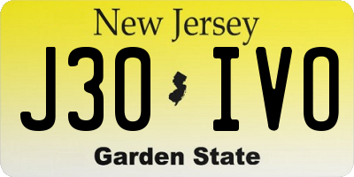 NJ license plate J30IVO