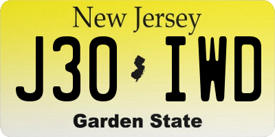 NJ license plate J30IWD