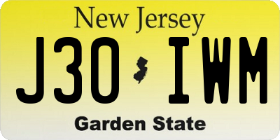 NJ license plate J30IWM