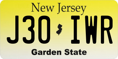 NJ license plate J30IWR