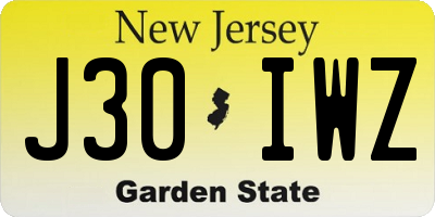 NJ license plate J30IWZ