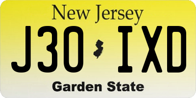 NJ license plate J30IXD