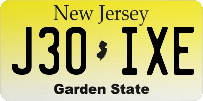 NJ license plate J30IXE