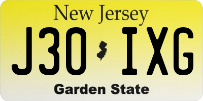 NJ license plate J30IXG