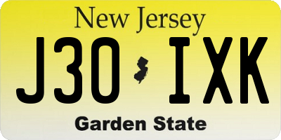 NJ license plate J30IXK