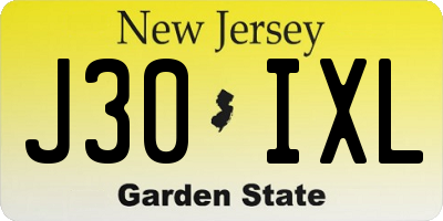 NJ license plate J30IXL