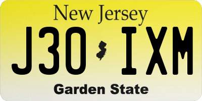 NJ license plate J30IXM