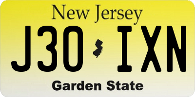 NJ license plate J30IXN