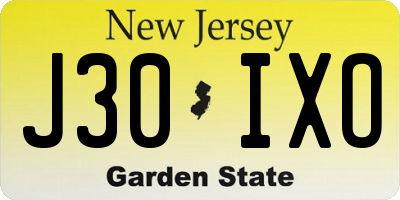 NJ license plate J30IXO