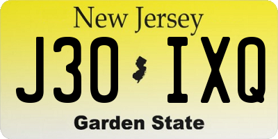 NJ license plate J30IXQ