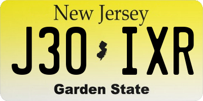 NJ license plate J30IXR