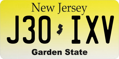 NJ license plate J30IXV