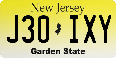 NJ license plate J30IXY