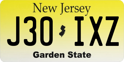 NJ license plate J30IXZ