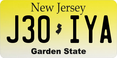 NJ license plate J30IYA