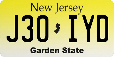 NJ license plate J30IYD