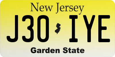 NJ license plate J30IYE