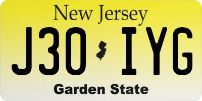 NJ license plate J30IYG