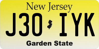 NJ license plate J30IYK