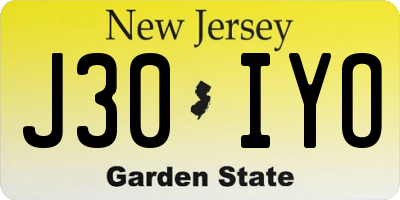 NJ license plate J30IYO