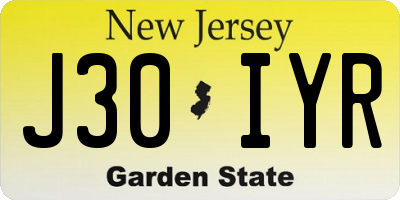 NJ license plate J30IYR