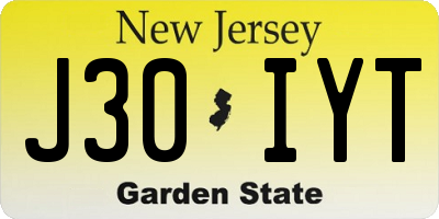 NJ license plate J30IYT