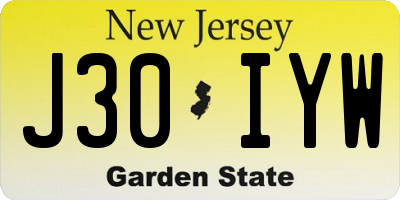 NJ license plate J30IYW
