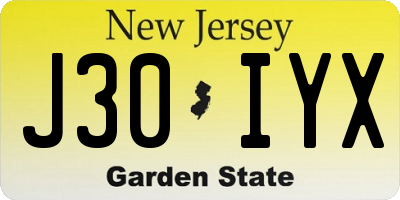NJ license plate J30IYX