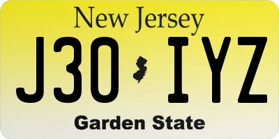 NJ license plate J30IYZ