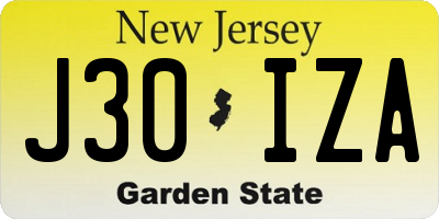 NJ license plate J30IZA