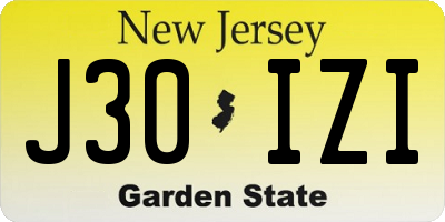 NJ license plate J30IZI