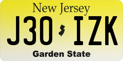 NJ license plate J30IZK