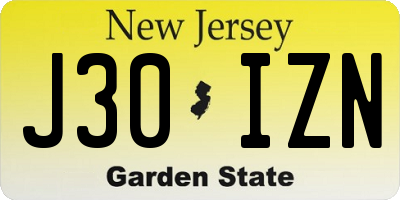 NJ license plate J30IZN