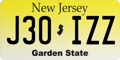 NJ license plate J30IZZ