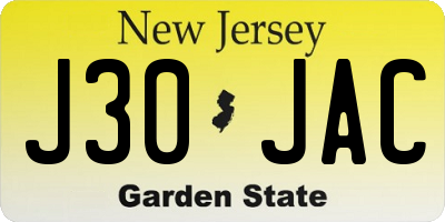 NJ license plate J30JAC