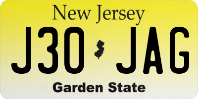 NJ license plate J30JAG