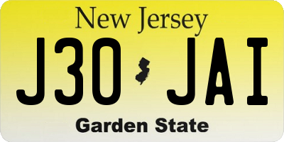 NJ license plate J30JAI